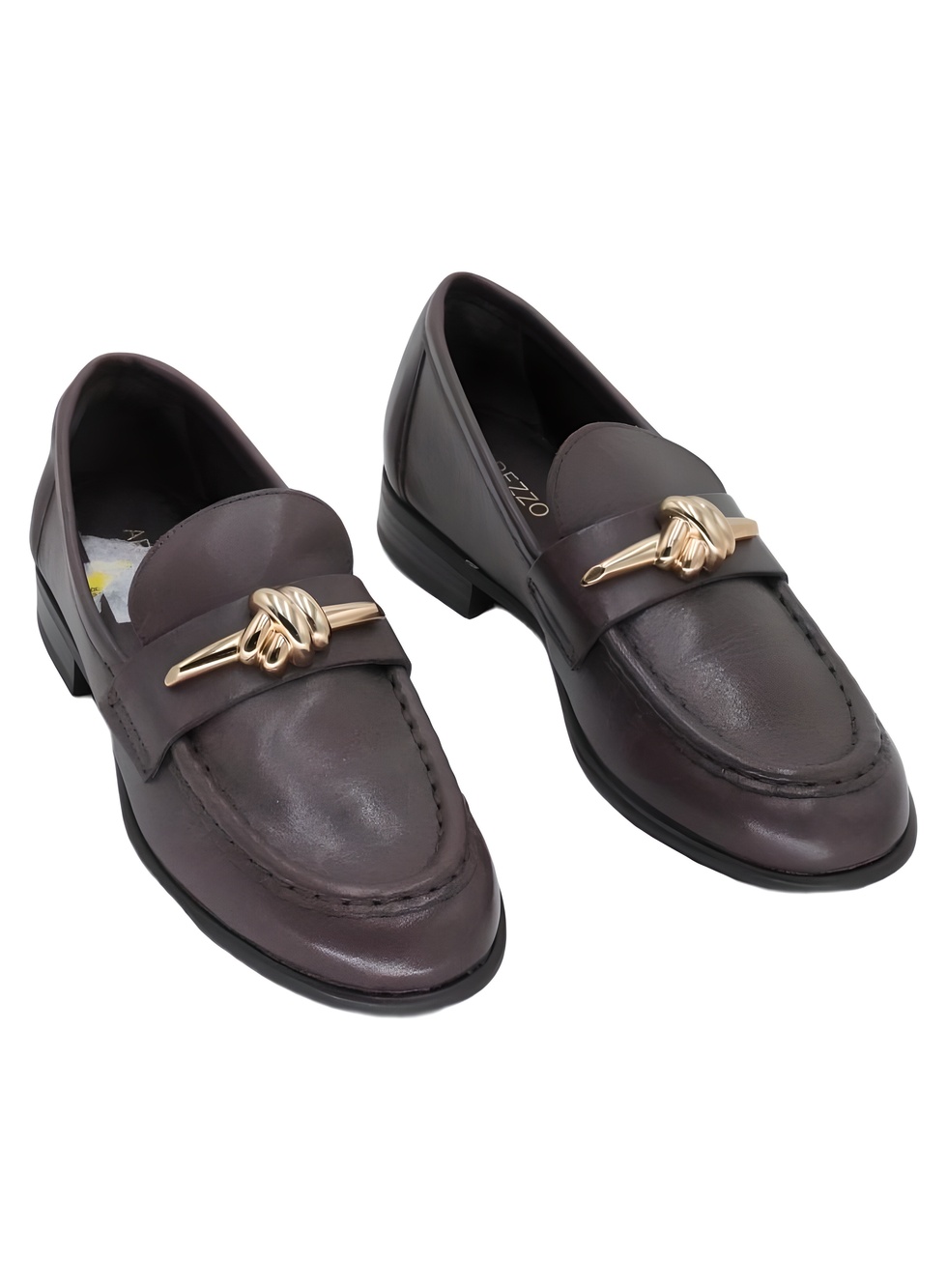Arezzo Womens Claudia Slip-On Loafers Grape Brown Leather Size 5M